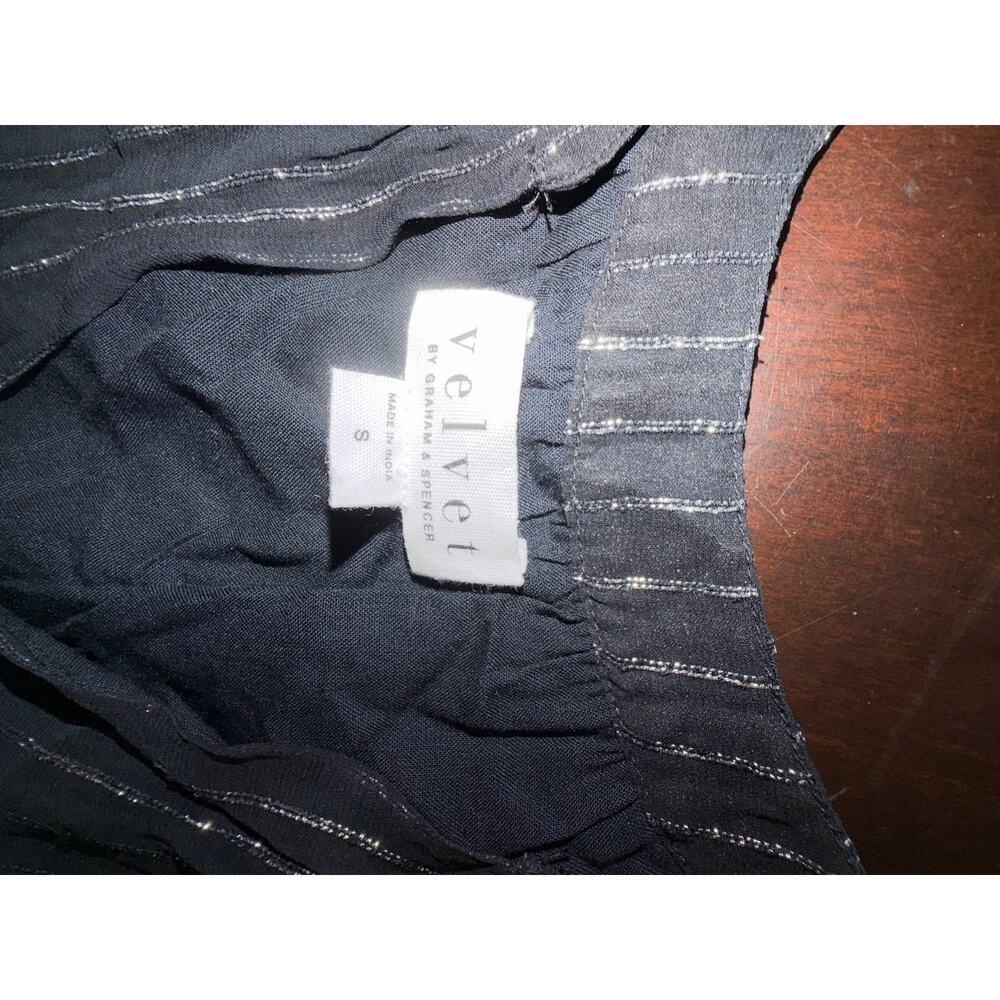 Velvet Graham & Spencer Black Metallic Stripe Top S - Picture 4 of 5